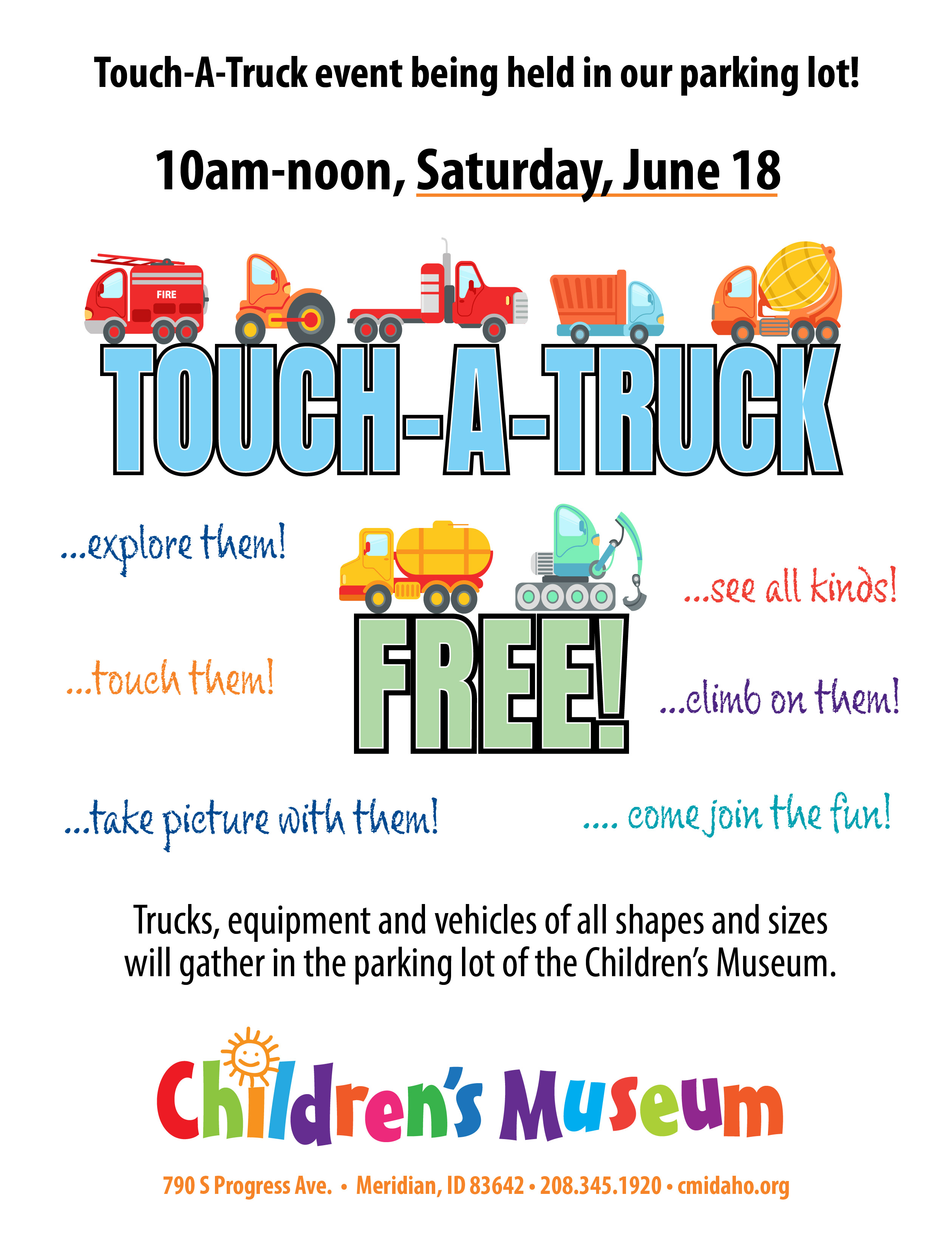 TouchaTruck FREE Parking Lot Event Children's Museum of Idaho